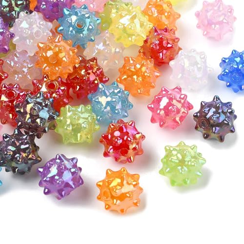 LiQunSweet 50 pcs Mixed Colors 18mm Sea Urchin Acrylic Beads Ocean Sea Animals Beads for DIY Jewelry Bracelet Necklace Earring Crafts Keychain Bag Home Decor - color: Sea Urchin Acrylic Beads_50 pcs