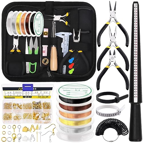 Mardatt 957Pcs Jewelry Making Supplies Kit - Includes Pliers, Ring Sizer, Wires, Opener & Other Findings for Jewelry Making & Repair - size: No.4-957Pcs