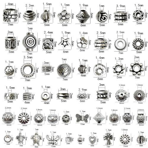 stino Paired Silver Metal Spacer Beads for Jewelry Making, Bracelet Earrings Necklace Findings & Supplies 512 (Paired (106pcs)) - color: Paired (106pcs)