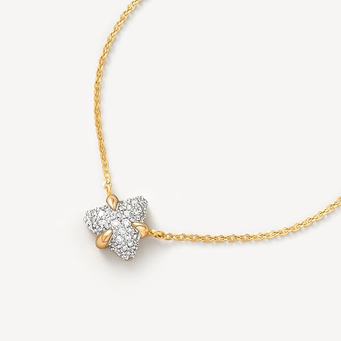 MEVECCO Dainty Gold Necklace For Women 18k Gold Plated Full CZ Pendant Necklace Handmade Necklace Jewelry Everyday Wear