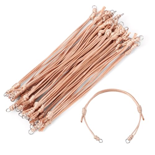 KISSITTY 20pcs Adjustable Bracelet Cords for Connector Charms Waxed Polyester Thread Cord Brown Color Half Finished Bracelet for Friendship Bracelets Jewelry Making - color: Brown