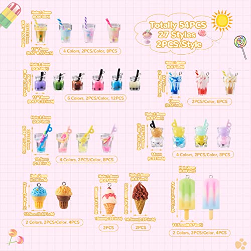Craftdady Resin Plastic Miniature Food Snack Pendants Charms Ice Drink Juice Pendants Cute Bottle Fruit Keychain Charms Hang Ornament for DIY Craft Earring Bracelet Necklace Jewelry Making - color: Mixed Color Boba Tea & Ice Cream