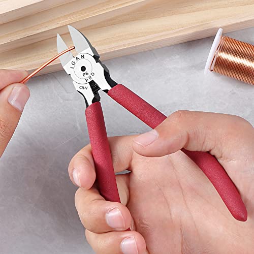 IGAN-P6 6-inch Ultra Sharp & Powerful Side Cutter Clippers with Longer Flush Cutting Edge, Ideal Wire Snips for Crafting, Floral, Electrical & Any Clean Cut Needs - size: Pack 1