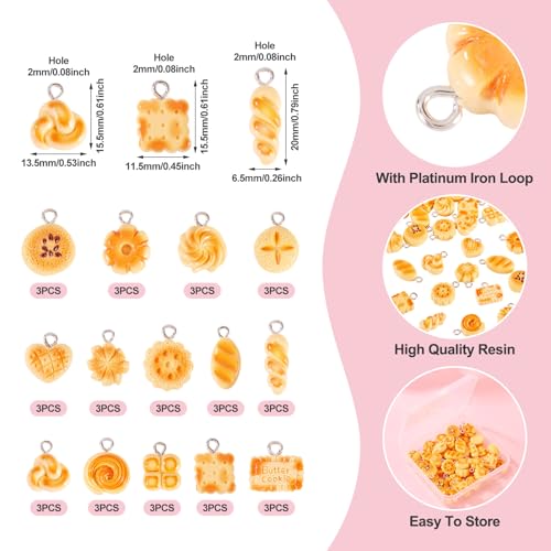 Craftdady Resin Plastic Miniature Food Snack Pendants Charms Ice Drink Juice Pendants Cute Bottle Fruit Keychain Charms Hang Ornament for DIY Craft Earring Bracelet Necklace Jewelry Making - color: Yellow Simulated Bread