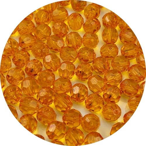 100pcs 12mm Acrylic Round Faceted Beads for Crafts Faceted Spacer Beads for Sewing Crafts Decoration Necklaces Bracelets Earrings Jewelry Making(Orange) - color: Orange, size: 12mm