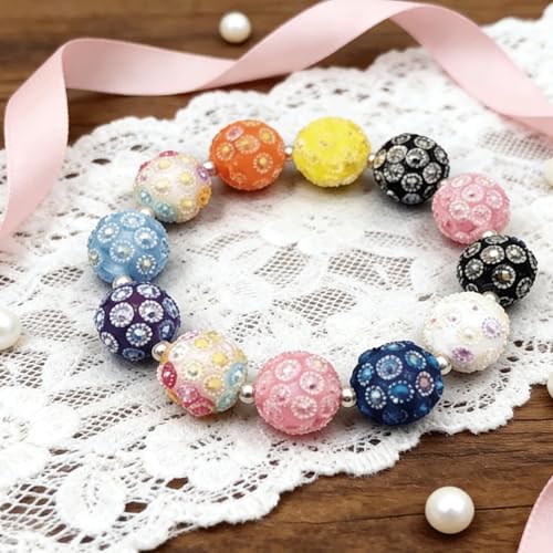 30PCS Multicolor Sunflower Resin Rhinestone Beads, 0.63 Inch Glitter Acrylic Bead, Bling Crystal Loose Spacer Beads Bulk for Jewelry Making Bracelets Necklaces Earrings Pendant & DIY Crafts Supplies - color: Multicolor Sunflower