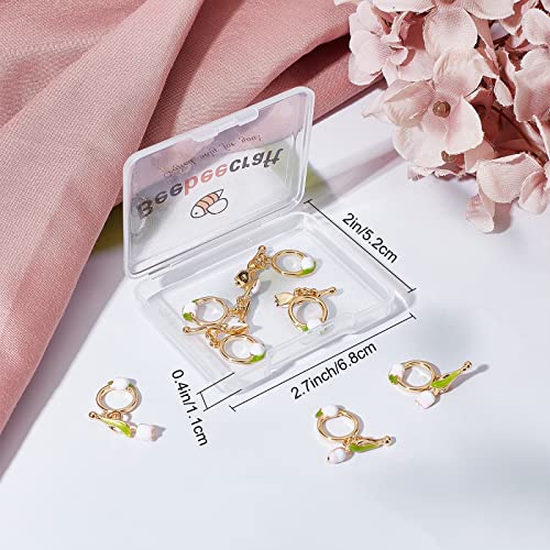 Beebeecraft 8 Sets Toggle Clasps Enamel 18K Gold Plated Brass Flower Bracelet Toggle Clasps Tulip T Bar for Necklace Bracelet Making - color: #8 8 sets