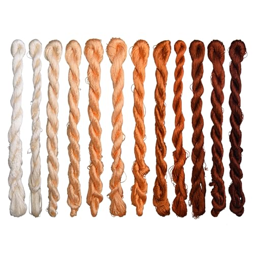 Natural 100% Silk Thread, Handmade Embroidery Thread Silk Floss 12 Colors 110m Each (76) - color: 76