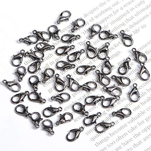 AD Beads 50 Pieces Lobster Claws Clasps Plus 100 Pieces 7mm Open Jump Rings Suitable for Necklace Bracelets Jewelry (8x15mm, Gunmetal) - color: Gunmetal, size: 8x15mm