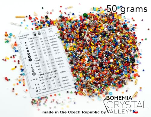 1.75oz (50g) Mix of Small Rocailles, Seed Beads & Bugles 2-10mm Preciosa Ornela Czech Glass Beads, Mix Multi Big Pack - color: Seed Beads Mix - multi - big pack, size: Mix