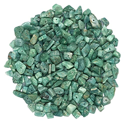 Amazonite Pre Drilled Natural Crystals Crushed Chips Beads for Jewelry Making, DIY Handmade Healing Crystals (25 Inch Strand) - color: Amazonite