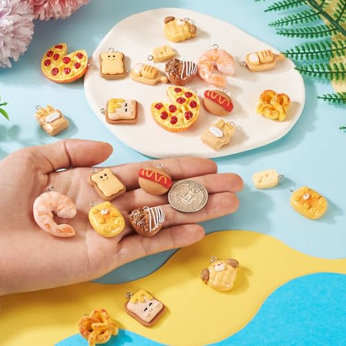 Craftdady Resin Plastic Miniature Food Snack Pendants Charms Ice Drink Juice Pendants Cute Bottle Fruit Keychain Charms Hang Ornament for DIY Craft Earring Bracelet Necklace Jewelry Making - color: Yellow Bread Toast