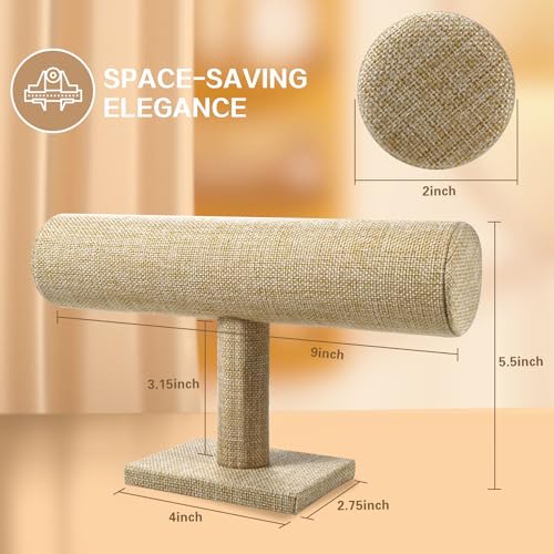 T-Bar Bracelet Display Stand for Selling, Jewelry Storage, Bracelet Holder Stand,Bangle, Jewelry Business Supplies, Watch holder for Women & Men (Yellow Linen) - color: Yellow Linen