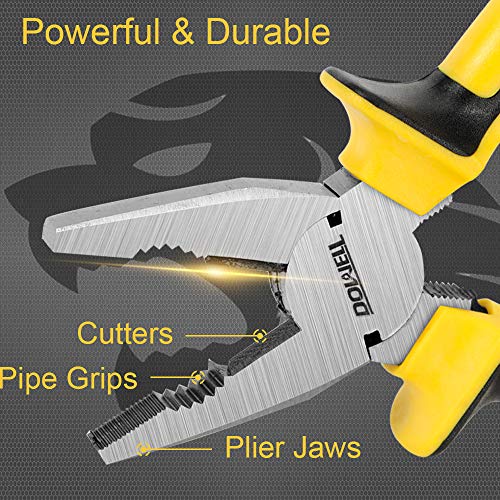 DOWELL Lineman's Pliers - 8 Inch Combination Pliers with Cutter, Nickel Chromium Steel Construction, Professional Handle - size: 8" Lineman's Pliers