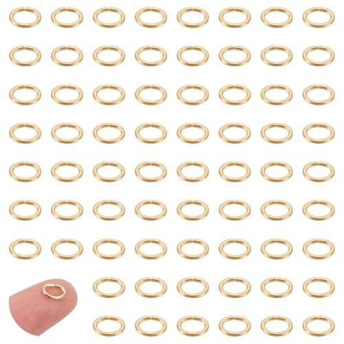 UNICRAFTALE 200Pcs Real 18K Gold Plated Open Jump Rings 5mm Stainless Steel Oval Jump Rings Golden Rings Metal Rings Connector Rings for DIY Bracelet Pendant Jewelry Making Repair - size: 5mm