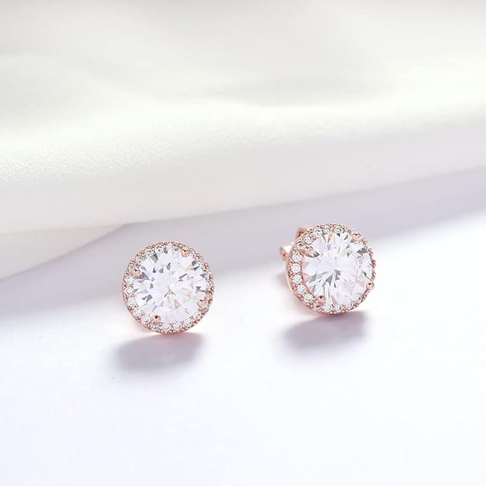 YOQUCOL 10MM Cubic Zirconia Crystal Clip On Stud Earrings Round Non Pierced Earrings for Women