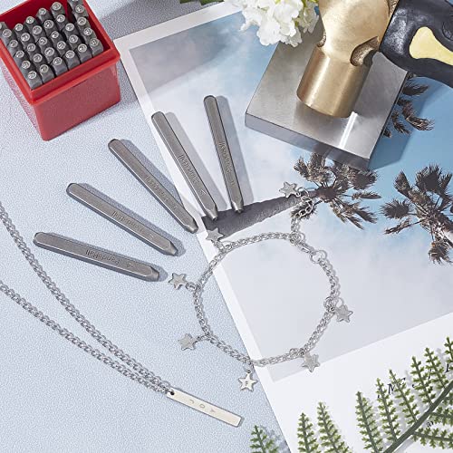 PH PandaHall 36 Pcs Letter and Number Metal Stamp Set, 1/20 inch 1.5mm Alphabet A-Z and Number 0-9 and Symbol, Iron Uppercase Stamps Punch Press Tool for Imprinting on Metal Jewelry Leather Wood - color: 36 Pcs - Letter & Numbers & Symbols 3, size: 1/16"