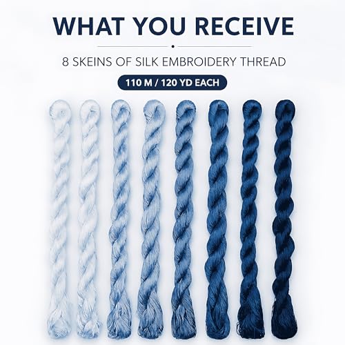 Natural 100% Silk Thread, Handmade Embroidery Thread Silk Floss 8 Colors 110m Each (73) - color: 73