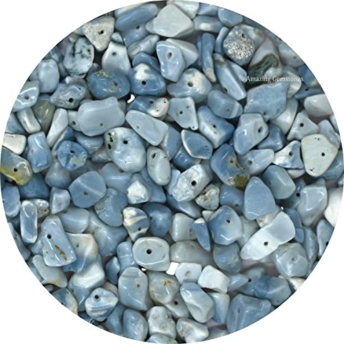 Blue Opal Pre Drilled Natural Crystals Crushed Chips Beads for Jewelry Making, DIY Handmade Healing Crystals (25 Inch Strand) - color: Blue Opal