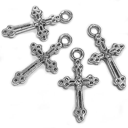 Heather's cf Cross Charms Jewelry Making Silver- Mini Cross Pendants for Bracelet Crafting, Non-Corroding Alloy, Lead-Free, Cadmium-Free, Nickel-Free, Tibetan Silver Coating - color: Silver small cross