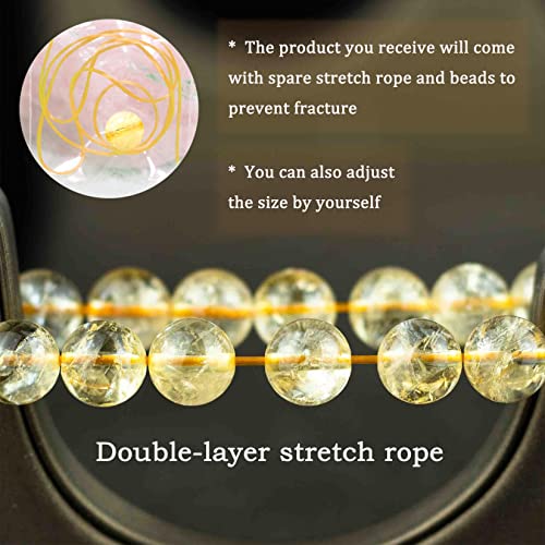 8mm Natural Gemstone Stretch Bracelet, Handmade Unisex Crystal Bracelets for Meditation, Yoga, Spiritual Healing & Positive Energy - color: Citrine