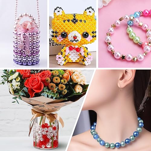 BONNY BOXX 1440 PCs Pearl Beads Set for Jewelry Making, 6MM Round ABS Faux Pearls with Holes for Bracelets, Necklaces, Earrings, Vase Filler - color: Pearl Beads Set - 6MM
