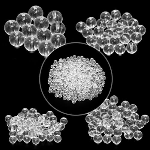 476PCS Clear Crystal Round Glass Beads for Jewelry Making, Transparent Glass Spacer Loose Beads for Crafts Bracelets Necklaces Charms Pendants Gifts Presents Friendship - color: Round Glass Beads: Transparent