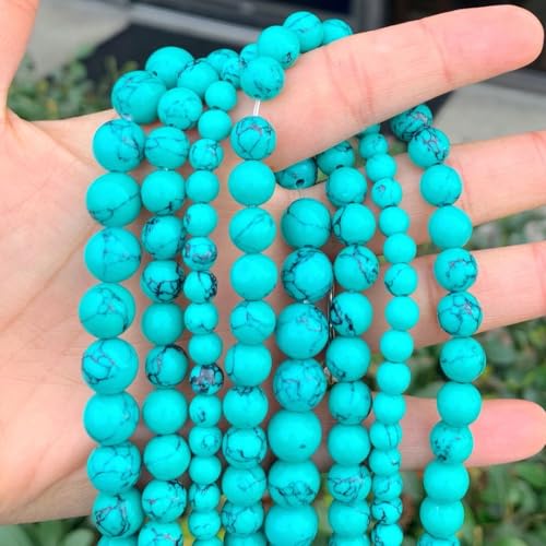 90pcs Adabele Natural Green Turquoise Howlite Healing Gemstone 4mm (0.16 Inch) Small Round Beads Gem Stone Spacer for DIY Craft Jewelry Making GS19-4 - color: Green Howlite (Imitated Turquoise), size: 4mm (90pcs/1 Strand)