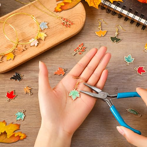 MARFOREVER Maple Leaf Charm, 120Pcs Fall Leaf Charms for Jewelry Making, Thanksgiving Day Charms Autumn Enamel Pendant for DIY Bracelet Necklace Earrings Crafts Gifts for Women Girls - style: Maple Leaf