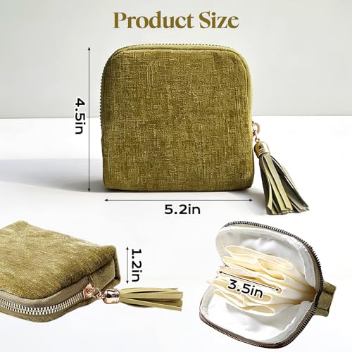 Sobotoo Small Travel Jewelry Case, Jewelry Zippered Pocket Case, 5-Layer Soft Velvet Organizer Pouch for Bracelets, Earrings, Beaded necklace, Rings, Mini Jewelry Bag for Travel Everyday Use(Green) - color: Green