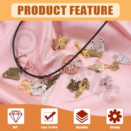 Tanstic 430Pcs Gold Ribbon Ends Fastener Clasps Kit, Bookmark Pinch Crimp Ends with Open Jump Rings, Lobster Claw Clasps, Chain Extenders and Pendant Charms for DIY Crafts - color: Gold Ribbon Ends