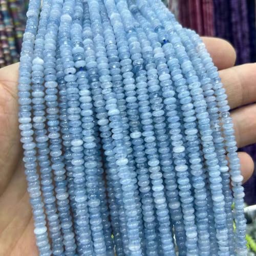 Natural Mulitcolor Rondelle Beads Natural Stone Disk Beads Loose Gemstone Spacer Bead for DIY Bracelet Necklace Jewelry Making（4 * 2mm 1 Strand 150pcs Blue） - color: Blue