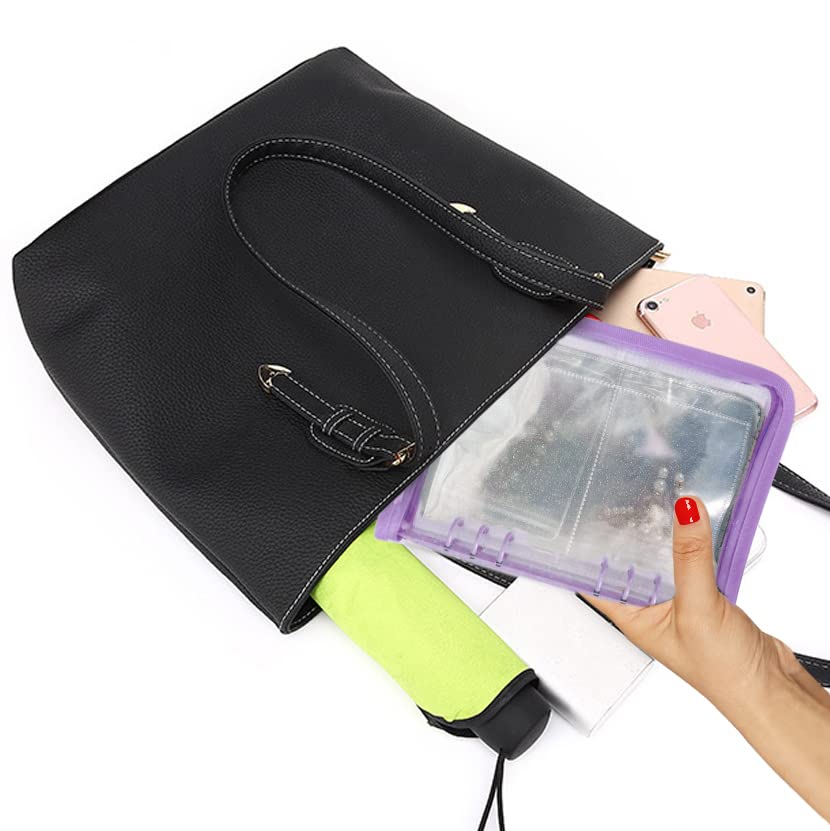 Bracelet Holder Travel Jewelry Organizer Case Transparent Jewelry Storage Book for Earring Necklace Ring with Small Clear Zippered Pouch - color: Purple,48 PCS Large Bags