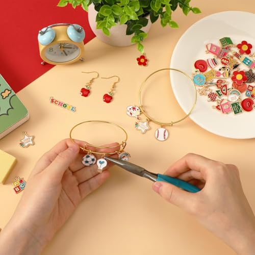 SANNIX 110Pcs Teacher Enamel Charms for Jewelry Making, Student Charms Cute Book Pencil Sports Pendants for DIY Necklace Bracelet Earring Craft Back To School Accessory - style: Back To School