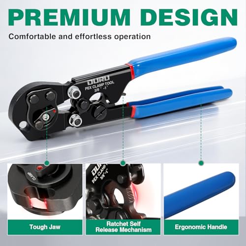 2 IN 1 Ratchet Pex Crimping Tool Pliers Cinch and Remove Combo Function Professional Pex Crimper Long Handle Pex Pinch Tool Pex Pipe Crimp Tool for 3/8" to 1" Stainless Steel Clamps in Plastic Box - style: 2pcs Pex Tool with Box