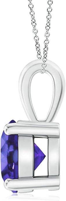 Angara Natural Tanzanite Solitaire Pendant for Women | Round Tanzanite Solitaire Pendant Necklace in 14K Solid Gold/Silver/Platinum With 18" Chain | December Birthday, Gemstone Jewelry Gift
