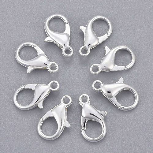 HDSupplies 100 Pieces - Lobster Clasps - Bright Silver Tone - 12x6mm w/ 1.2mm Hole - color: Bright Silver Tone, size: 12x6mm