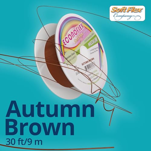 Soft Flex Econoflex Hobby Beading Wire - Flexible Stainless Steel Wire for Crafting - 7 Strand 0.19 30 Ft - style: Autumn Brown
