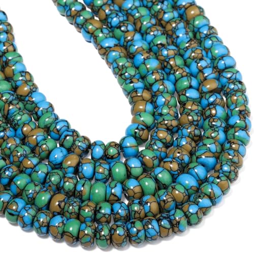 Songxi 5x8mm Natural Flower Malachite Stone Rondelle Beads, 75PCS Spacer Round Loose Abacus Beads for Jewelry Making, Gemstone for Bracelet Necklace Earrings, Arts and Crafts - color: Flower Malachite