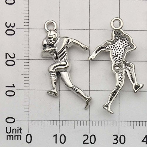 Youdiyla 60PCS Football Theme Charms Collection - Mixed Antique Silver Rugby Player Helmet Metal Alloy Pendants for Jewelry Making DIY Findings (M131) - color: Football Theme Charms