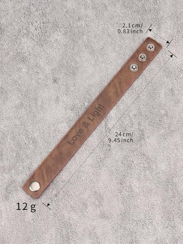 GelConnie Leather Cuff Bracelet Punk Braided Bracelets Rock Leather Wristbands Faux Mens Leather Bracelet Gothic Viking Bangle Adjustable Wrap Bracelet for Women,Men - color: Light Engraved Leather Bracelet
