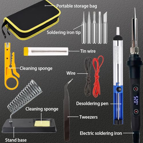 WellerMan Soldering Iron Kit 80W – LCD Digital Adjustable Temperature Soldering Tool Set with 5 Precision Tips, Desoldering Pump, Solder Wire, Stand for DIY, Electrical Repairs, and Metal Work