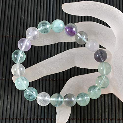 AD Beads Natural Gemstone Round Beads Stretch Bracelet Healing Reiki 10mm (Fluorite) - color: Fluorite