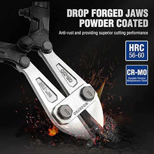 WORKPRO 30" Bolt Cutter, Chrome Molybdenum Steel Blade, Heavy Duty Bolt Cutter with Soft Rubber Grip, Cutting Tool for Cut Chain, Wire, Screw, Rivet - size: 30"