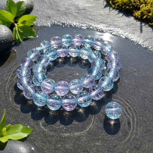 DandS ltd Crackle Lampwork Glass Beads for Jewelry Making, Dream Blue, Vibrant DIY Bracelets, Necklaces, Earrings, Beading Supplies & Craft Kits for Handmade Jewelry, 80pcs 0.39 inch (10mm), #J228-10 - color: Dream Blue