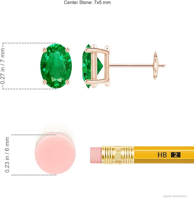 ANGARA Natural Emerald Earrings for Women | Oval Shape Emerald Classic Earrings in 14K Solid Gold/Platinum | May Birthday, Anniversary, Gemstone Jewellery Gift