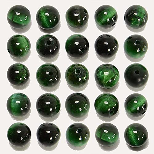 NCB 100pcs Original Natural Stone Beads Gemstone Round Loose Beads 6mm 8mm 10mm (Green Tiger's Eye, 6mm 100Beads) - color: Green Tiger's Eye, size: 6mm 100beads