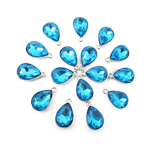 Honbay 20PCS 10x14mm Alloy Glass Crystal Waterdrops Teardrops Charms Pendant for Necklaces, Bracelets, Earrings, Jewelry Making and DIY Crafts - color: Light Blue