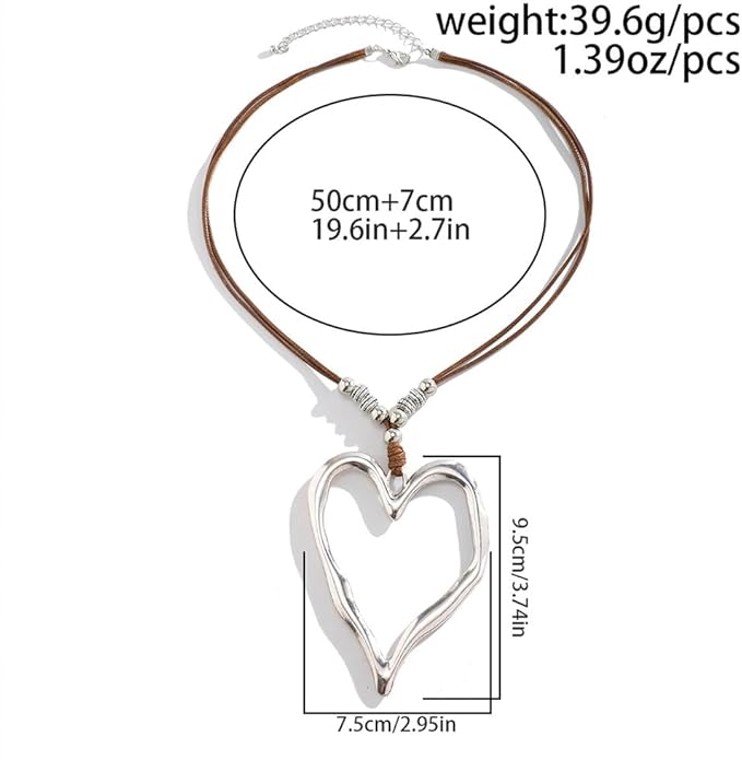 Unique Big Chunky Gold Heart Beads Necklace for Women, Charm Large Thick Hollow Love Heart Pendant Beaded Chain Choker Necklaces Party Y2K Jewelry Gift