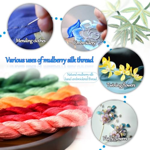 Mulberry Silk Floss Embroidery Thread Floss-Cross Stitch Threads China Silk Woven Jewelry Threads DIY Sewing Kits (113) - color: 113